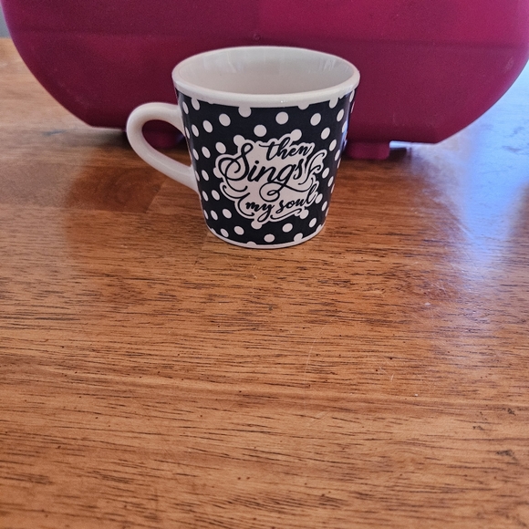 NWOT!!! Trisa Mini Coffee Cup Navy with White Polka Dots then Sings my S… - Picture 1 of 6
